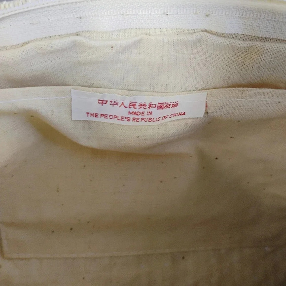 Vintage 1970's Bohemian Macrame Zip-Up Clutch Purse with Pockets Cream Ivory - Picture 8 of 11